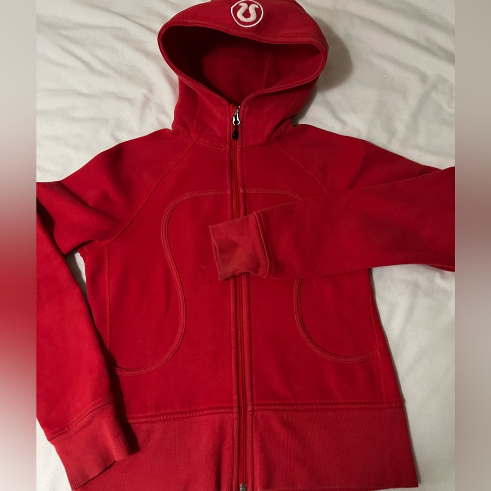 RARE lululemon Red scuba Hooded full Zip Sweater